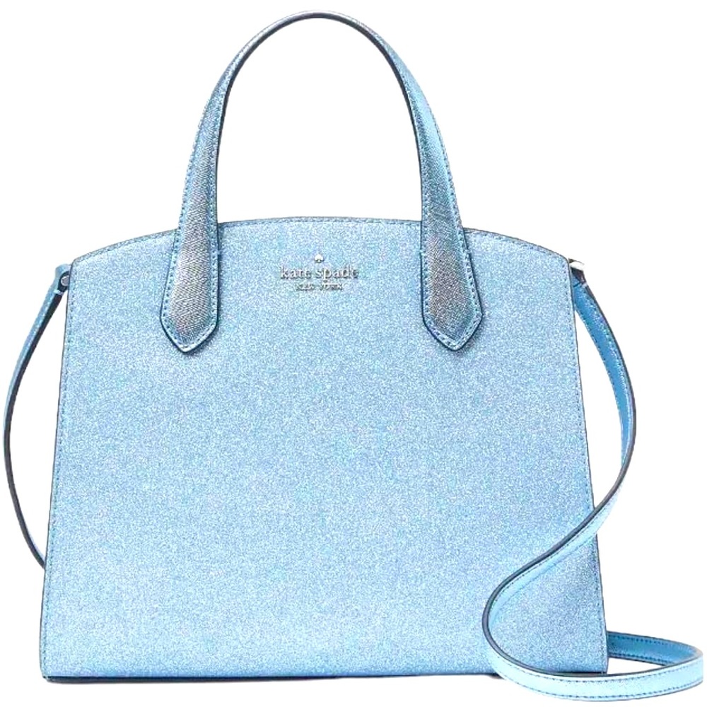 NWT Discontinued RARE Kate Spade Glitter Tinsel Satchel in Sky Blue